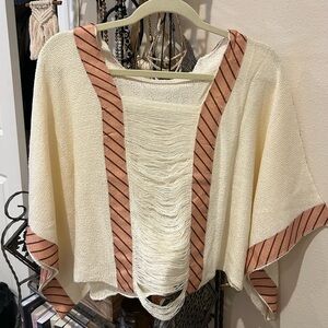 Boho Cream Fringe top! One size fits all! Never worn!